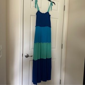 Color Block Blue Maxi Dress